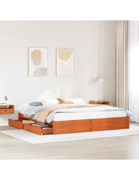 Struttura del letto con cassetto Marrone cerato 180 x 200 cm