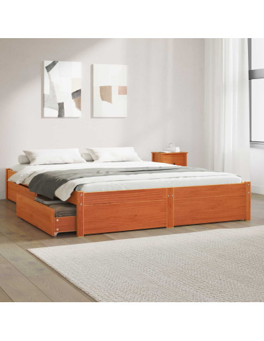 Struttura del letto con cassetto Marrone cerato 160 x 200 cm