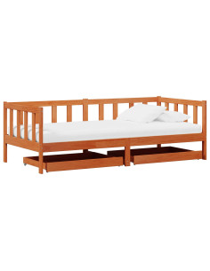 Letto Giorno 3 pcs Marrone cerato Legno di Pino Massello