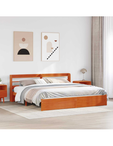 Struttura del letto con testiera Marrone cerato 200 x 200 cm