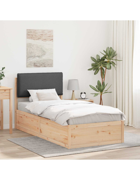 Letto con Testiera Rivestita Grigio scuro 75 x 190 cm