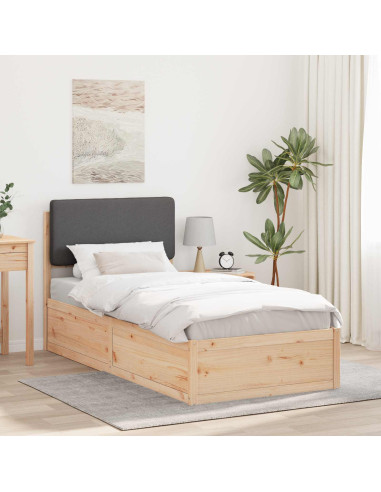 Letto con Testiera Rivestita Grigio scuro 100 x 200 cm