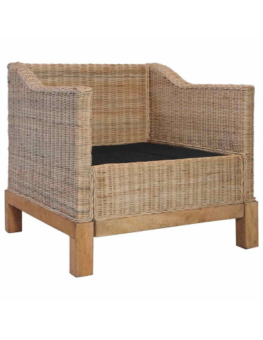 Set di Divani 3 pz con Cuscini in Rattan Naturale
