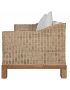 Set di Divani 2 pz con Cuscini in Rattan Naturale