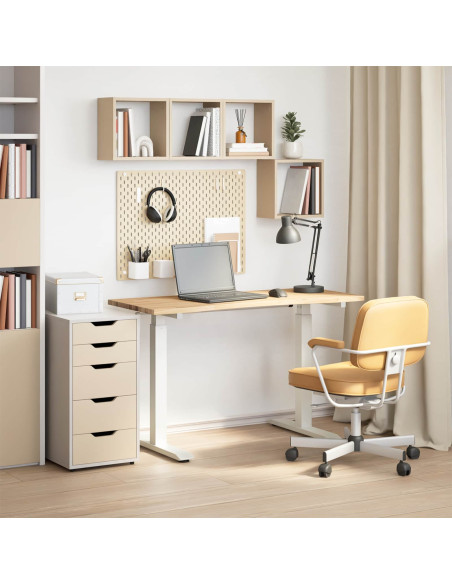 Scrivania con archiviazione Bianco e Naturale 120 x 60 cm