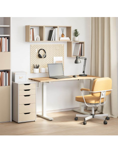 Scrivania con archiviazione Bianco e Naturale 140 x 60 cm