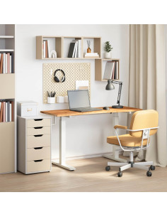 Scrivania con archiviazione Bianco e Marrone Chiaro 140 x 60 cm 2