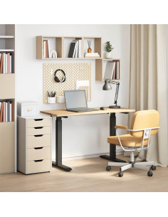 Scrivania Nero e naturale 120 x 60 cm Legno di Quercia Massello