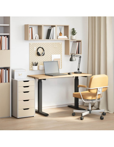 Scrivania Nero e naturale 120 x 60 cm Legno di Quercia Massello