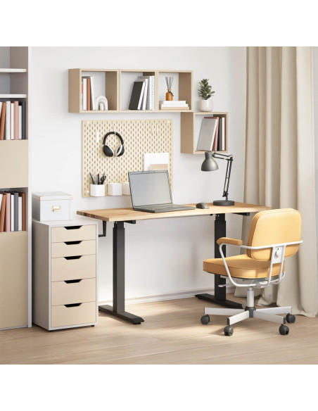 Scrivania Nero e naturale 140 x 60 cm Legno di Quercia Massello