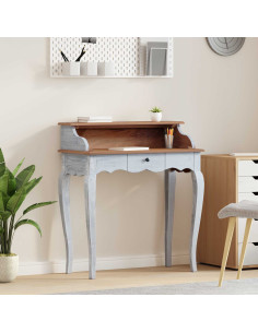 Scrivania con cassetto Marrone e bianco 80 x 40 x 92 cm 2