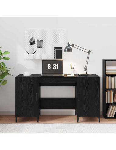 Scrivania Rovere Nero 140 x 50 x 75 cm Legno multistrato