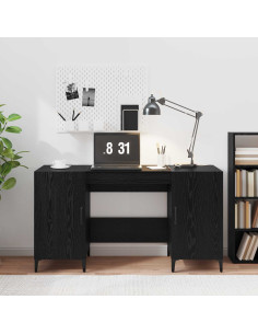 Scrivania Rovere Nero 140 x 50 x 75 cm Legno multistrato 2