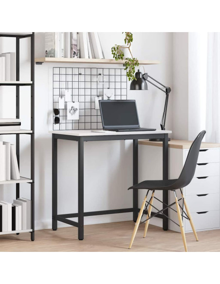 tavolo Bianco 80 x 50 x 77 cm Legno ingegnerizzato e acciaio