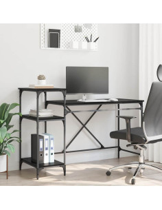 Scrivania Rovere Nero 135 x 50 x 90 cm Legno multistrato 2