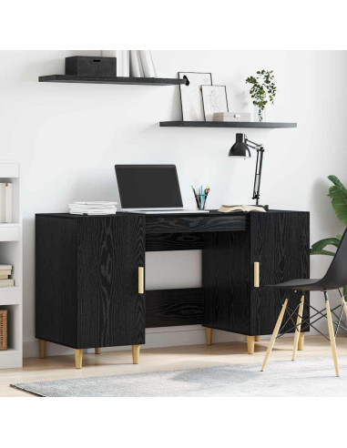 Scrivania Rovere Nero 140 x 50 x 75 cm Legno multistrato