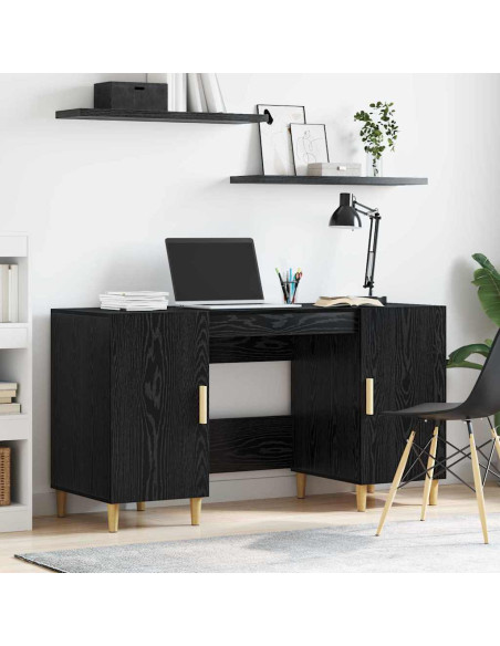 Scrivania Rovere Nero 140 x 50 x 75 cm Legno multistrato