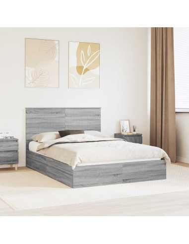 Letto con Contenitore con testiera Grigio Sonoma 140 x 200 cm