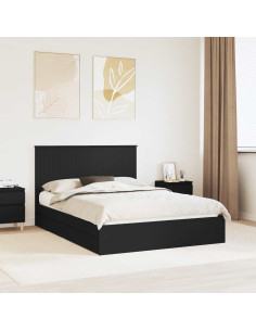 Letto con Contenitore Nero 140 x 190 cm Legno multistrato