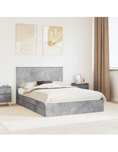 Letto con Contenitore con testiera Grigio cemento 135 x 190 cm