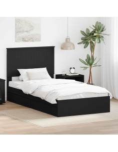 Letto con Contenitore Nero 100 x 200 cm Legno multistrato