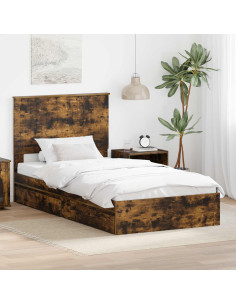 Letto con Contenitore con testiera Rovere fumé 100 x 200 cm