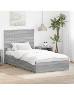 Letto con Contenitore con testiera Grigio Sonoma 100 x 200 cm