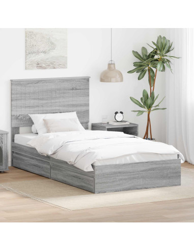 Letto con Contenitore con testiera Grigio Sonoma 100 x 200 cm