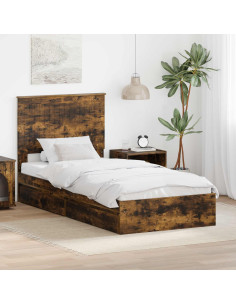 Letto con Contenitore Rovere fumé 90 x 200 cm Legno multistrato