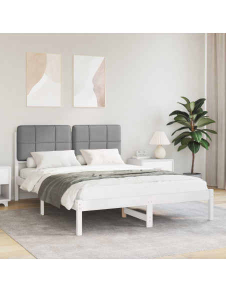 Letto con Testiera Rivestita Grigio chiaro 140 x 200 cm