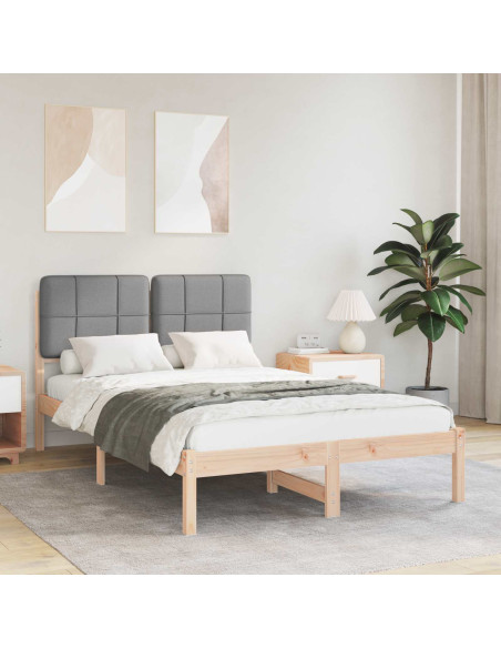 Letto con Testiera Rivestita Grigio chiaro 120 x 200 cm