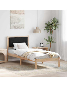 Struttura del letto con testiera Nero 80 x 200 cm Pino massello