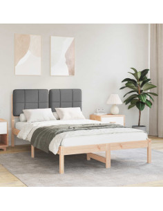 Letto con Testiera Rivestita Grigio scuro 120 x 200 cm