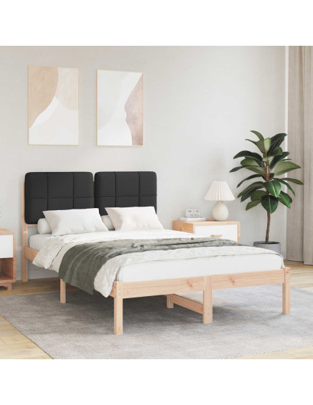 Letto con Testiera Rivestita Nero 120 x 200 cm Pino massello