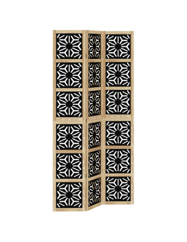 Divisorio Ambienti 3 Pannelli Marrone e Nero Massello Paulownia