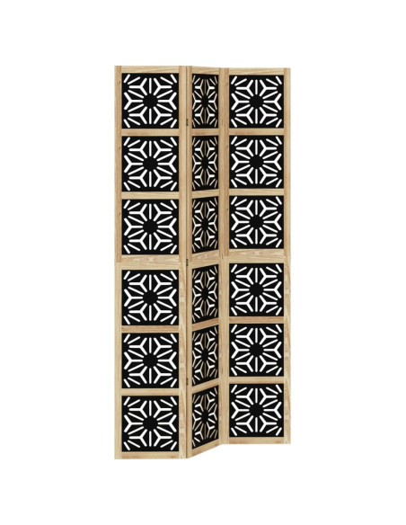 Divisorio Ambienti 3 Pannelli Marrone e Nero Massello Paulownia