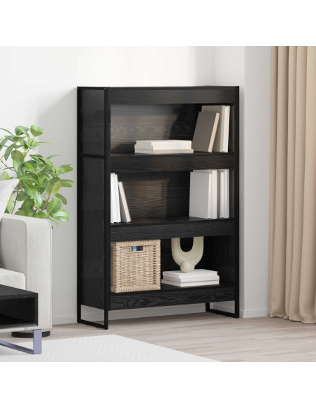 Armadio per Libri Rovere Nero 80 x 30 x 155 cm