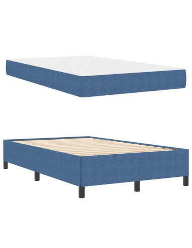 Struttura del letto con materasso Blu 120 x 190 cm Tessuto