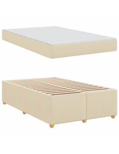 Struttura del letto con materasso Crema 120 x 190 cm Tessuto