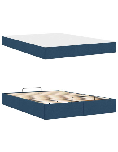 Struttura letto con materasso con materasso 2 pcs Blu Tessuto