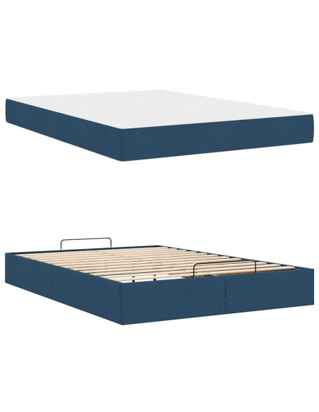 Struttura letto con materasso con materasso 2 pcs Blu Tessuto