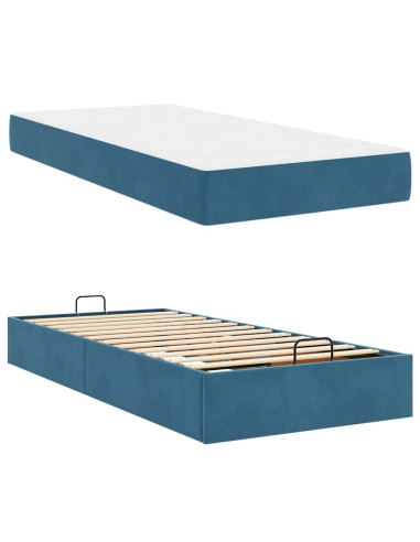 Struttura letto con materasso con materasso 2 pcs Blu Velluto