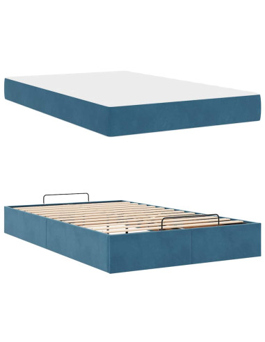 Struttura letto con materasso con materasso 2 pcs Blu Velluto