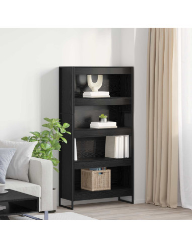 Armadio per Libri 2 pcs Rovere Nero 80 x 30 x 155 cm