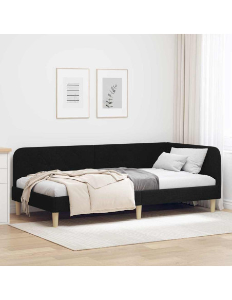 Cornice del letto ad angolo Nero 100 x 200 cm Tessuto