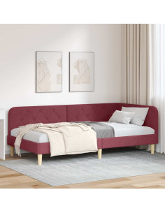 Cornice del letto ad angolo Rosso Vino 100 x 200 cm Tessuto