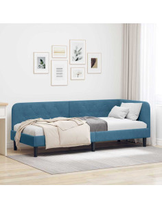 Cornice del letto ad angolo Blu 80 x 200 cm Velluto