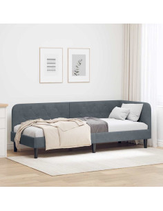 Cornice del letto ad angolo Grigio scuro 80 x 200 cm Velluto