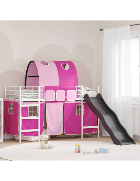 Struttura del letto loft per bambini Bianco e Rosa 90 x 190 cm