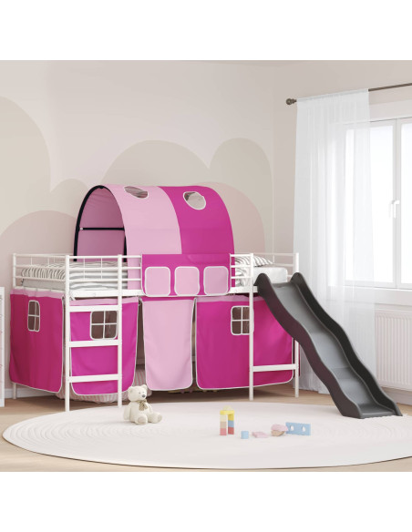 Struttura del letto loft per bambini Bianco e Rosa 107 x 200 cm